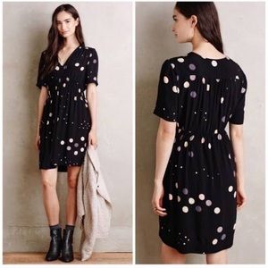 Anthropologie HD Paris Black Polka Dot Short Sleeve Felicity Mini Dress
